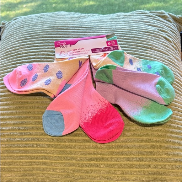 Comfy Kids Crew Socks Mermaids, Pink, Cream, Green Girls Shoe Size 12-6 Ages 6-8 - Picture 6 of 8